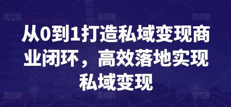 从0到1打造私域变现商业闭环,高效落地实现私域变现-钞能力网全创