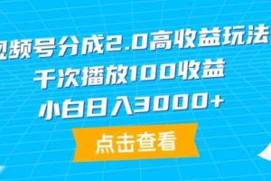 (9716期)视频号分成2.0高收益玩法,千次播放100收益,小白日入3000+-钞能力网全创
