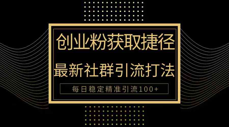 (10040期)创业粉捷径!最新被动引流方法大揭秘,实现每日100+精准引流-钞能力网全创