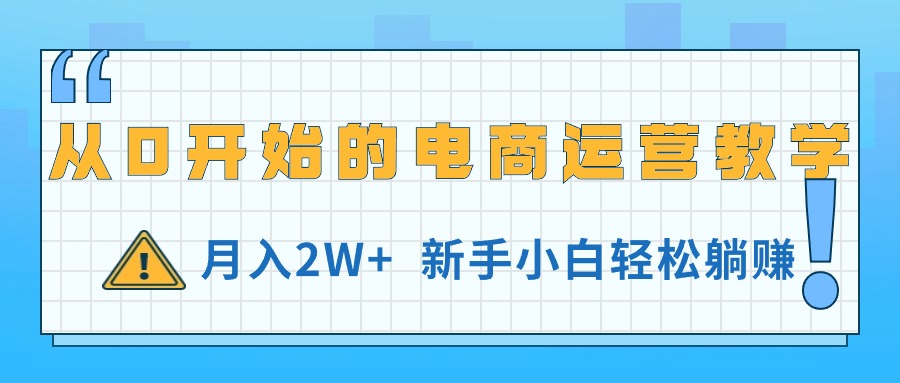 (11081期)从0开始的电商运营教学,月入2W+,新手小白轻松躺赚-钞能力网全创