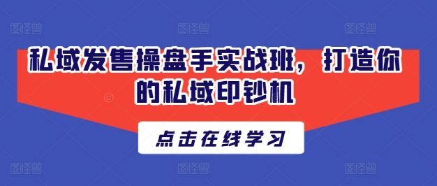 私域发售操盘手实战班,打造你的私域印钞机-钞能力网全创