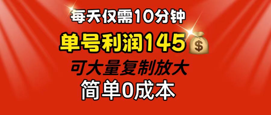 (12027期)每天仅需10分钟,单号利润145 可复制放大 简单0成本-钞能力网全创