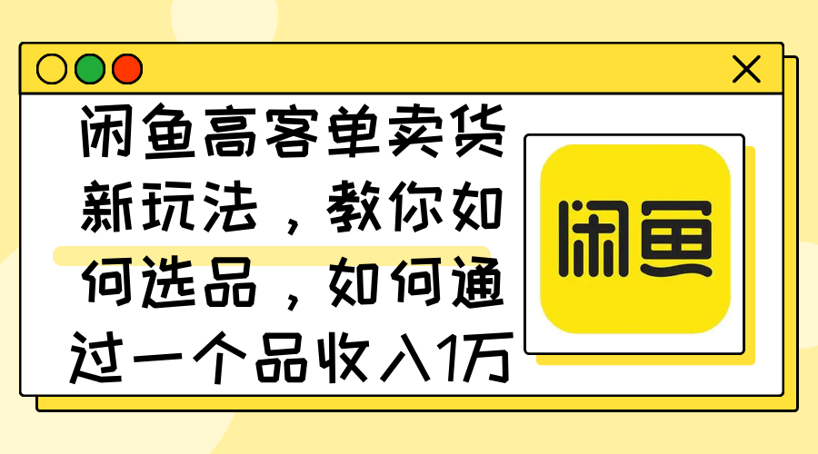 (12387期)闲鱼高客单卖货新玩法,教你如何选品,如何通过一个品收入1万+-钞能力网全创