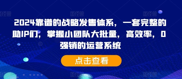 2024靠谱的战略发售体系,一套完整的助IP们,掌握小团队大批量,高效率,0 强销的运营系统-钞能力网全创