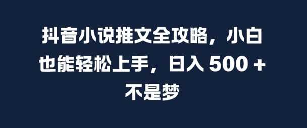 抖音小说推文全攻略,小白也能轻松上手,日入 5张+ 不是梦【揭秘】-钞能力网全创