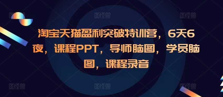 淘宝天猫盈利突破特训营,6天6夜,课程PPT,导师脑图,学员脑图,课程录音-钞能力网全创