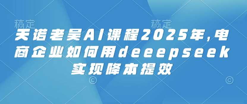 天诺老吴AI课程2025年,电商企业如何用deeepseek实现降本提效-钞能力网全创