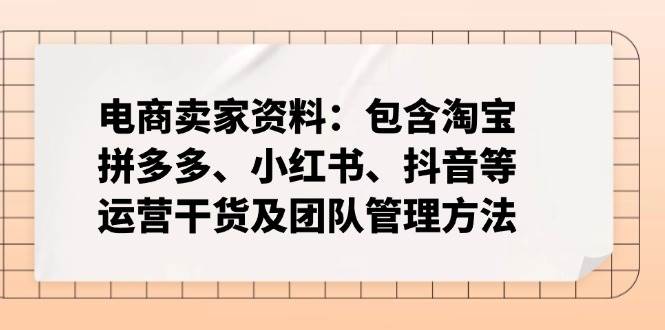 电商卖家资料:包含淘宝、拼多多、小红书、抖音等运营干货及团队管理方法-钞能力网全创