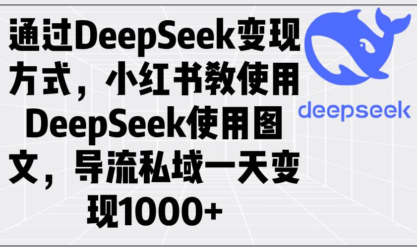 通过DeepSeek变现方式,小红书教使用DeepSeek图文,导流私域一天变现1000+-钞能力网全创
