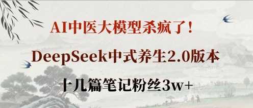 AI中医大模型杀疯了!DeepSeek中式养生2.0版本,十几篇笔记粉丝3w+-钞能力网全创
