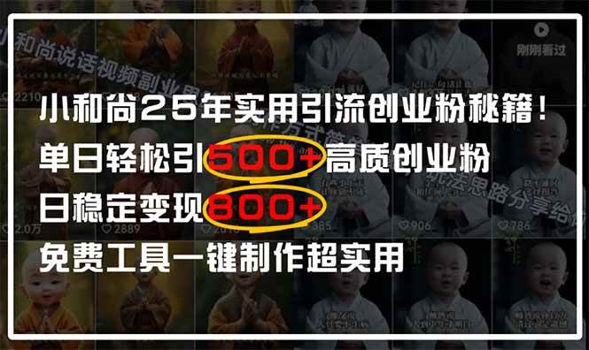 小和尚2025年实用引流秘籍!单日轻松引500+高质量创业粉,日变现800+,…-钞能力网全创