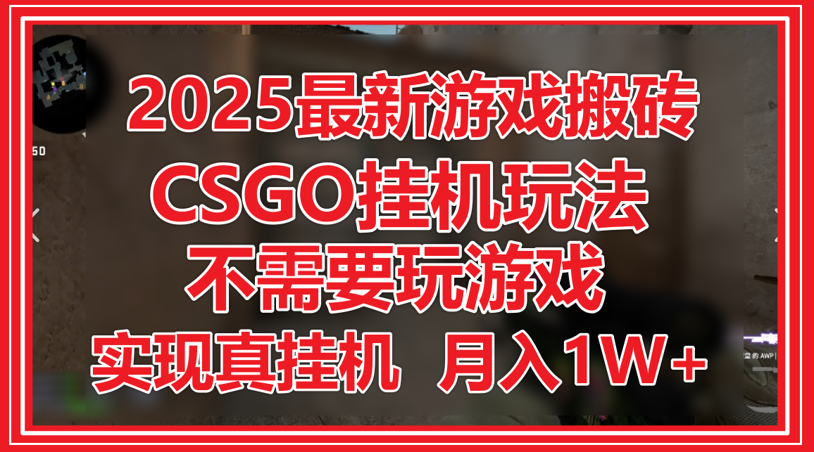 2025最新游戏搬砖,CSGO挂机,不需要玩游戏,实现真挂机,月入1W+-钞能力网全创