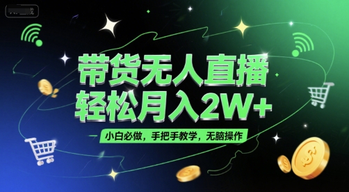 带货无人直播,轻松月入2W+,小白必做,手把手教学,无脑操作(附学习资料)-钞能力网全创