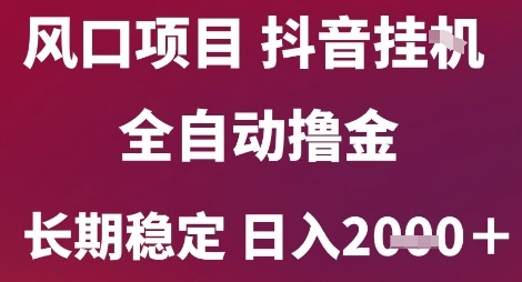 风口项目,六月最新玩法抖音无人挂G,全自动撸金,长期稳定 日入2k+【揭秘】-钞能力网全创