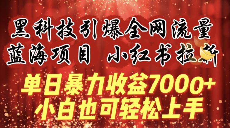蓝海项目!黑科技引爆全网流量小红书拉新，单日暴力收益7000+，小白也能轻松上手【揭秘】-钞能力网全创