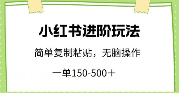小红书进阶玩法，一单150-500+，简单复制粘贴，小白也能轻松上手【揭秘】-钞能力网全创
