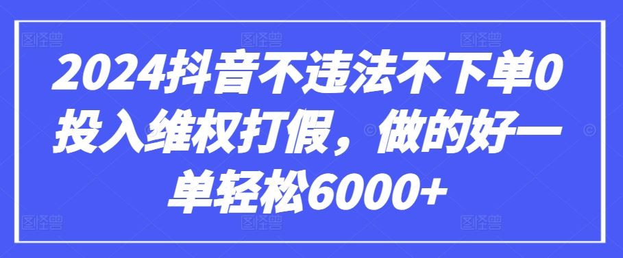 抖音不违法不下单0投入维权打假，做的好一单轻松6000+【仅揭秘】-钞能力网全创