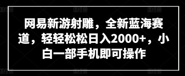 网易新游射雕，全新蓝海赛道，轻轻松松日入2000+，小白一部手机即可操作【揭秘】-钞能力网全创