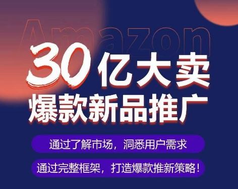 亚马逊·30亿大卖爆款新品推广，可复制、全程案例实操的爆款推新SOP-钞能力网全创