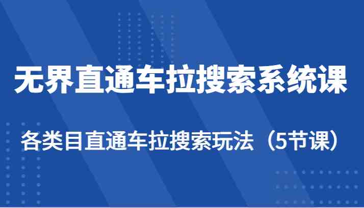 无界直通车拉搜索系统课-各类目直通车拉搜索玩法（5节课）-钞能力网全创