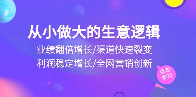从小做大生意逻辑：业绩翻倍增长/渠道快速裂变/利润稳定增长/全网营销创新-钞能力网全创