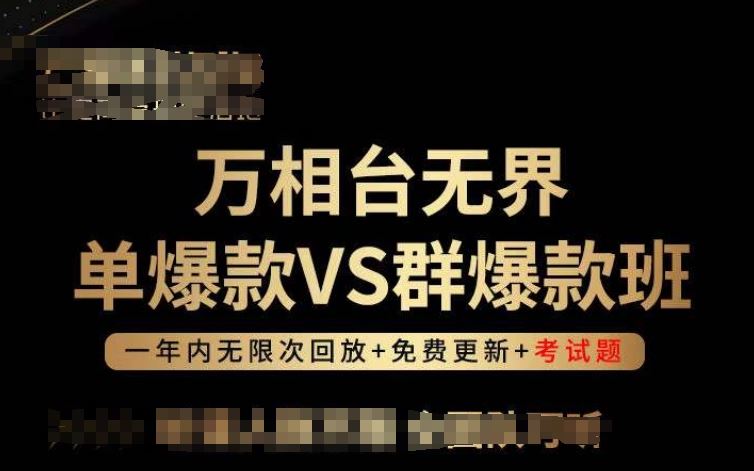 万相台无界单爆款VS群爆款班，选择大于努力，让团队事半功倍!-钞能力网全创