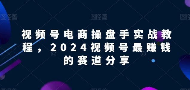 视频号电商实战教程，2024视频号最赚钱的赛道分享-钞能力网全创