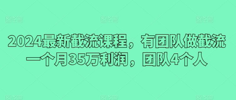 最新截流课程，有团队做截流一个月35万利润，团队4个人-钞能力网全创