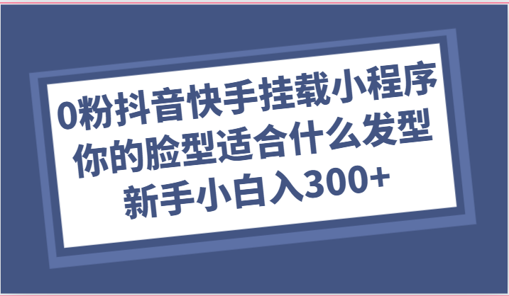 0粉抖音快手挂载小程序，你的脸型适合什么发型玩法，新手小白日入300+-钞能力网全创