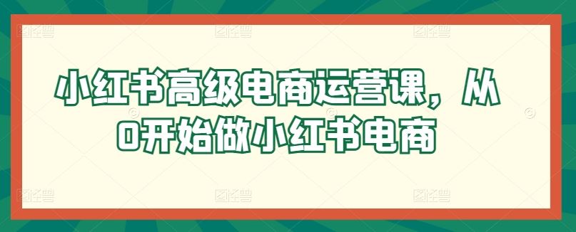 小红书高级电商运营课，从0开始做小红书电商-钞能力网全创