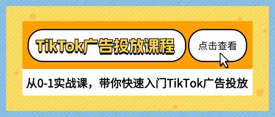 TikTok广告投放课程，从0-1实战课，带你快速入门TikTok广告投放（30节课）-钞能力网全创