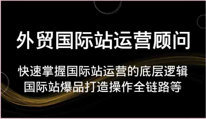 外贸国际站运营顾问-快速掌握国际站运营的底层逻辑，国际站爆品打造操作全链路等-钞能力网全创