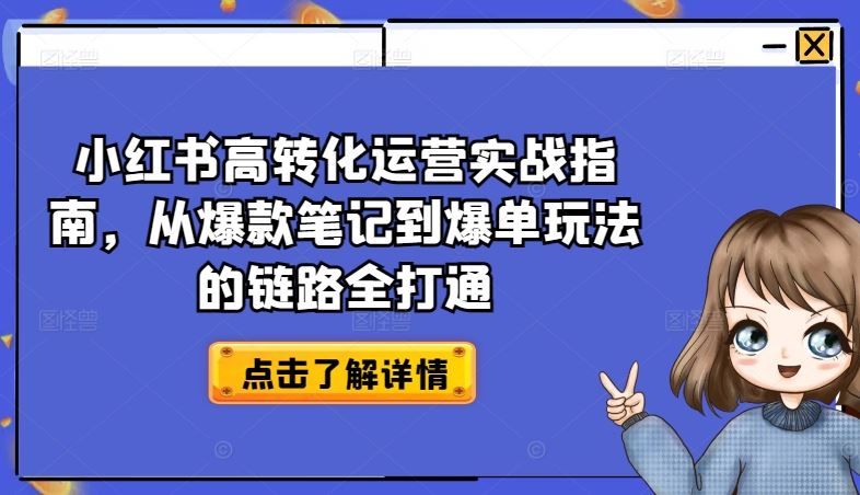 小红书高转化运营实战指南，从爆款笔记到爆单玩法的链路全打通-钞能力网全创