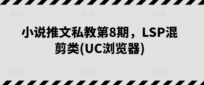小说推文私教第8期，LSP混剪类(UC浏览器)-钞能力网全创