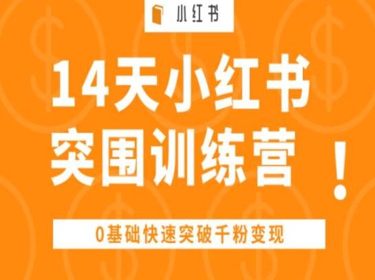 14天小红书突围训练营 ，0基础快速突破千粉变现-钞能力网全创