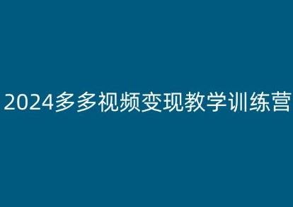 2024多多视频变现教学训练营，新手保姆级教程，适合新手小白-钞能力网全创