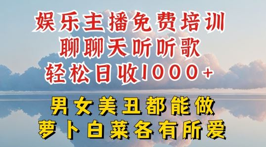 娱乐主播免费培训聊聊天听听歌轻松日收1K+，男女美丑都能做萝卜白菜各有所爱【揭秘】-钞能力网全创