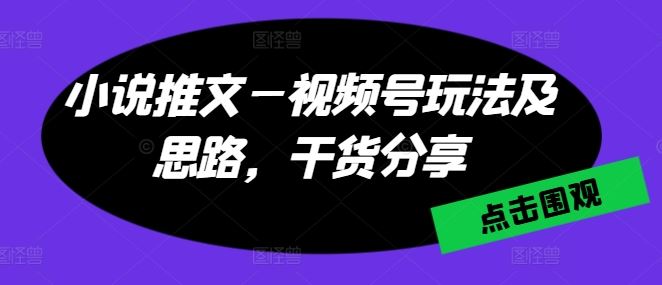 小说推文—视频号玩法及思路，干货分享-钞能力网全创