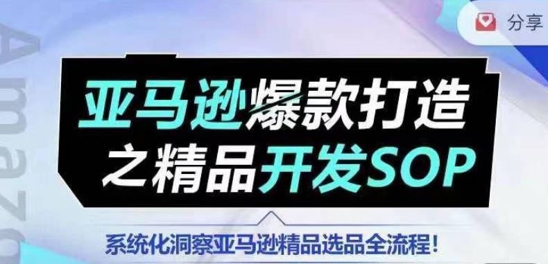 【训练营】亚马逊爆款打造之精品开发SOP，系统化洞察亚马逊精品选品全流程-钞能力网全创