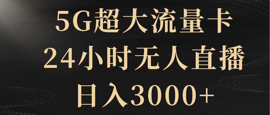 5G超大流量卡，24小时无人直播，日入3000+-钞能力网全创