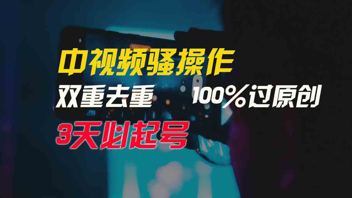 中视频骚操作，双重去重100%过原创，3天比必起号，简单无脑，月入3W+-钞能力网全创