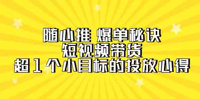 随心推 爆单秘诀，短视频带货-超1个小目标的投放心得（7节视频课）-钞能力网全创