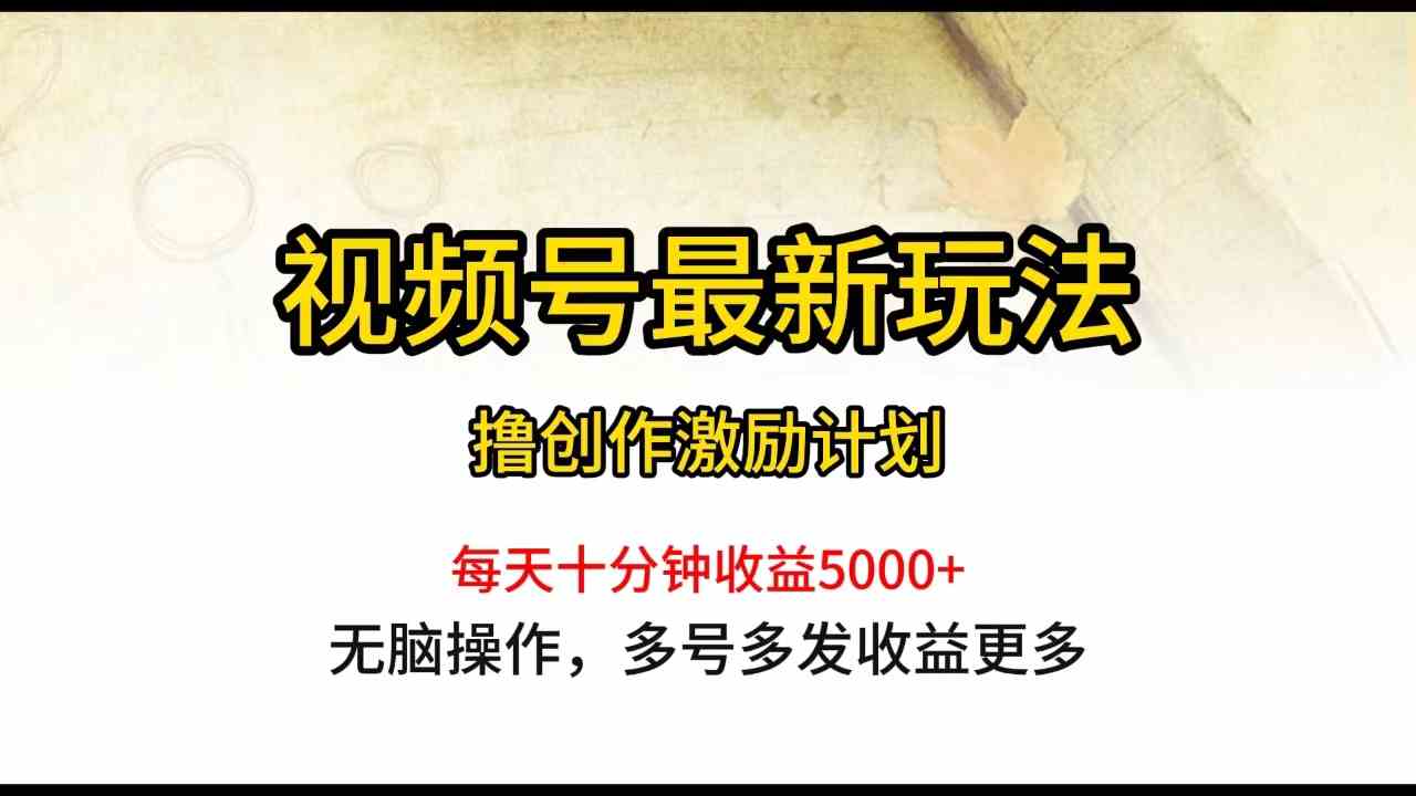 视频号最新玩法，每日一小时月入5000+-钞能力网全创