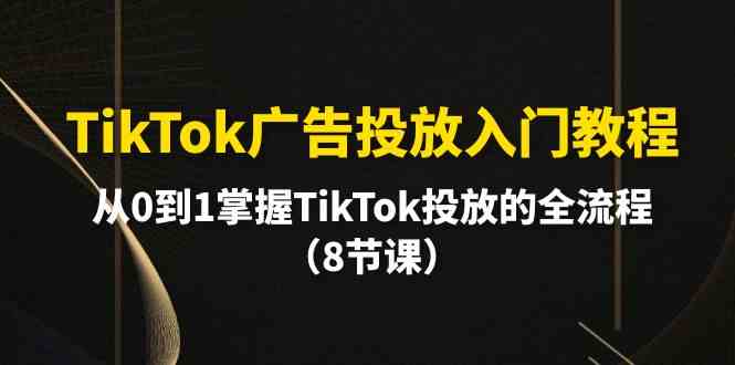 TikTok广告投放入门教程，从0到1掌握TikTok投放的全流程（8节课）-钞能力网全创