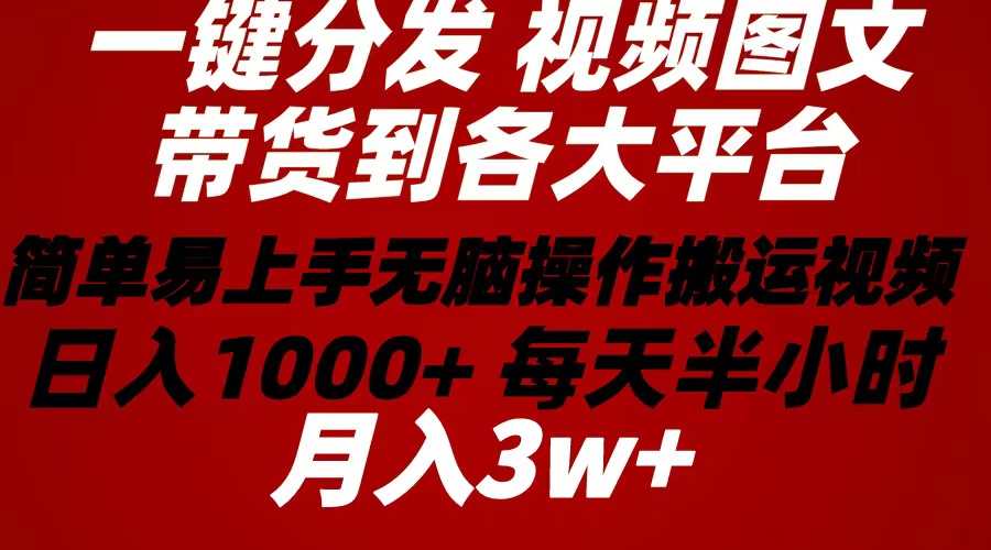 （10667期）2024年 一键分发带货图文视频  简单易上手 无脑赚收益 每天半小时日入1…-钞能力网全创