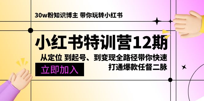 （10666期）小红书特训营12期：从定位 到起号、到变现全路径带你快速打通爆款任督二脉-钞能力网全创