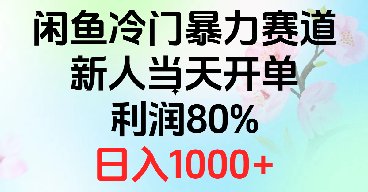 闲鱼冷门暴力赛道，新人当天开单，利润80%，日入1000+-钞能力网全创