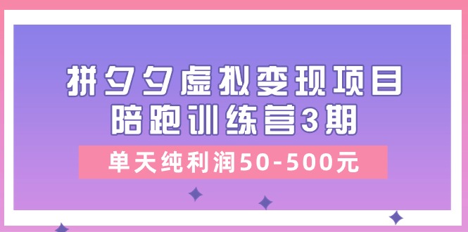 （11000期）某收费培训《拼夕夕虚拟变现项目陪跑训练营3期》单天纯利润50-500元-钞能力网全创