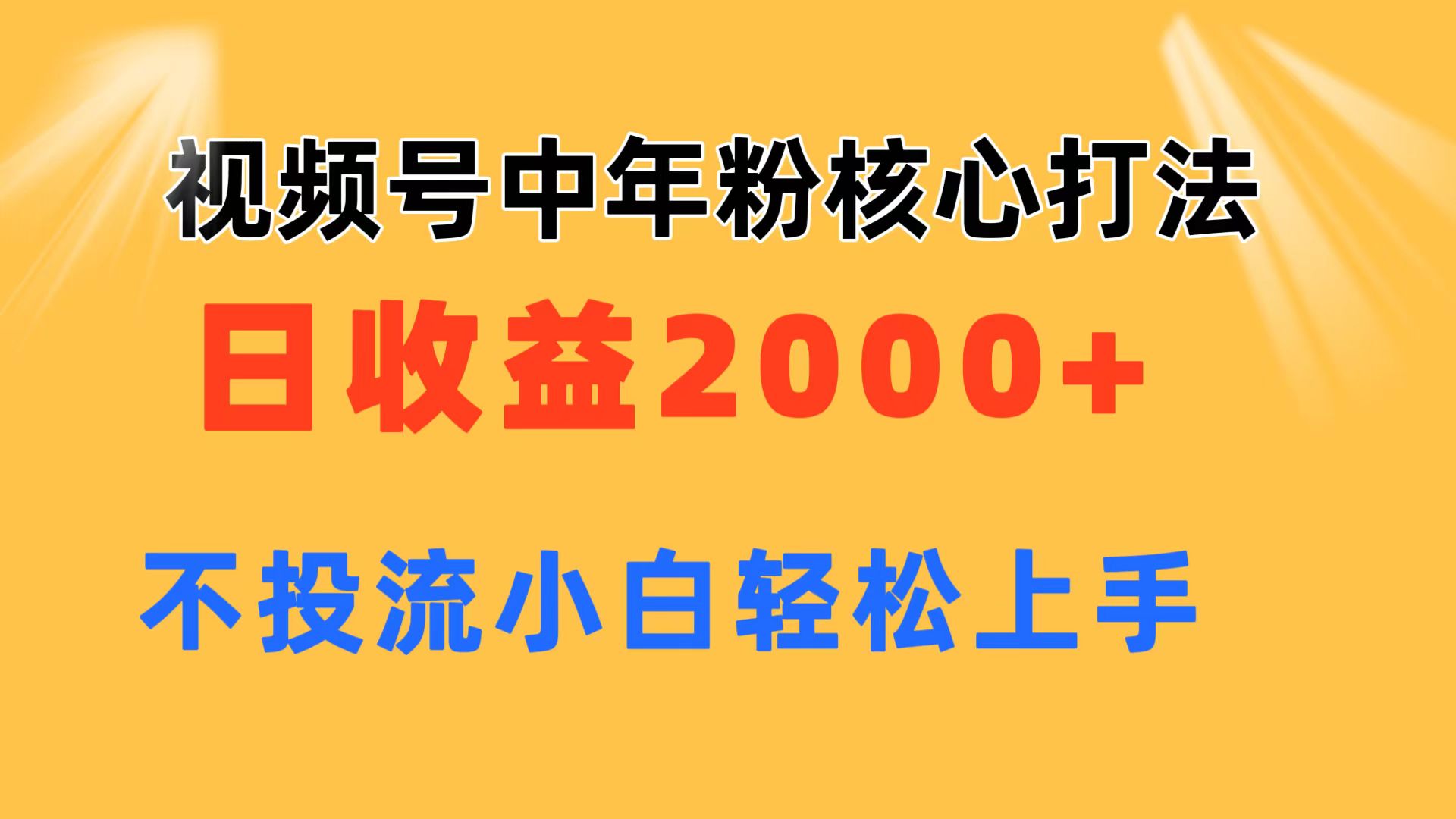 （11205期）视频号中年粉核心玩法 日收益2000+ 不投流小白轻松上手-钞能力网全创