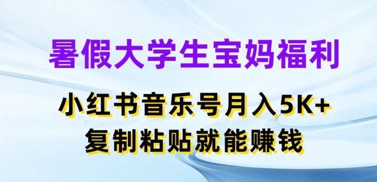 暑假大学生宝妈福利，小红书音乐号月入5000+，复制粘贴就能赚钱【揭秘】-钞能力网全创